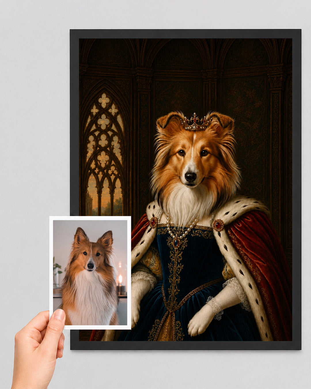 Customised Royal Dog Portrait from Photo - Charming Gift for Dog Lovers