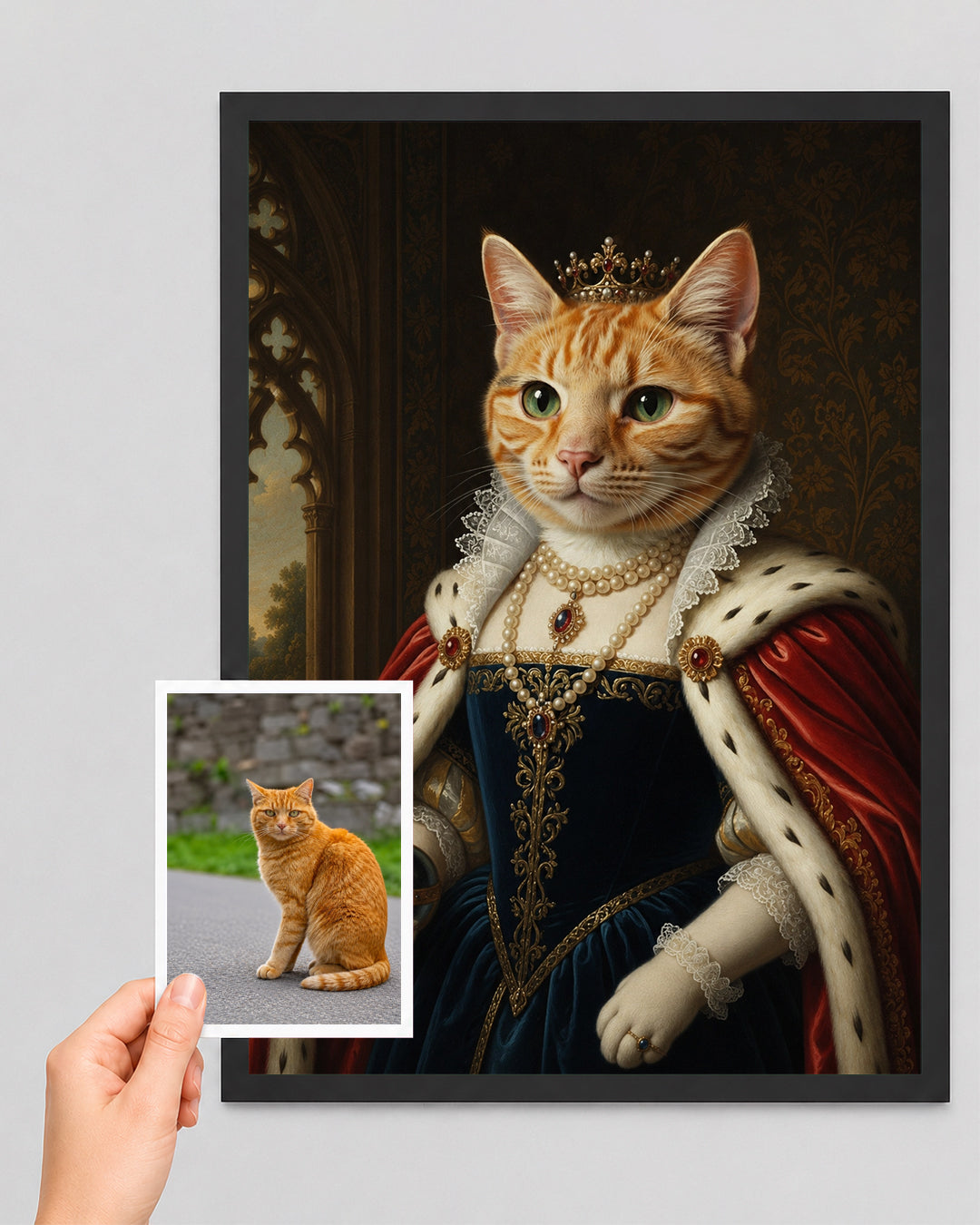 Royal Cat Portrait from Photo - Personalized Pet Gift