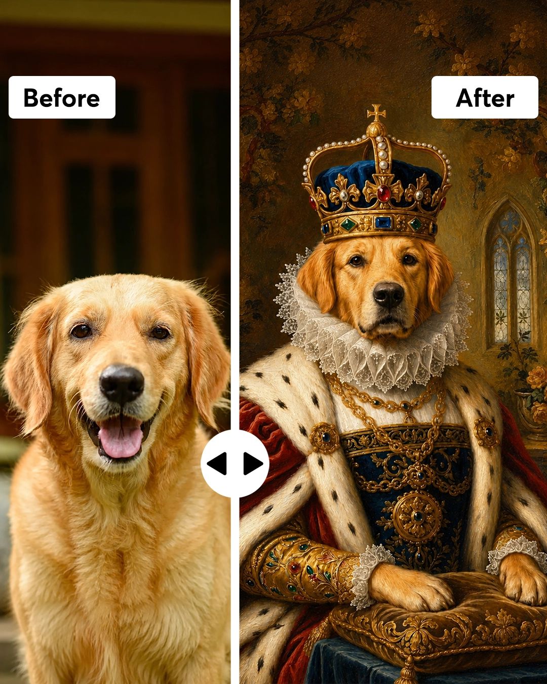 Customised Renaissance Dog Portrait from Photo - Thoughtful Gift for Pet Owners
