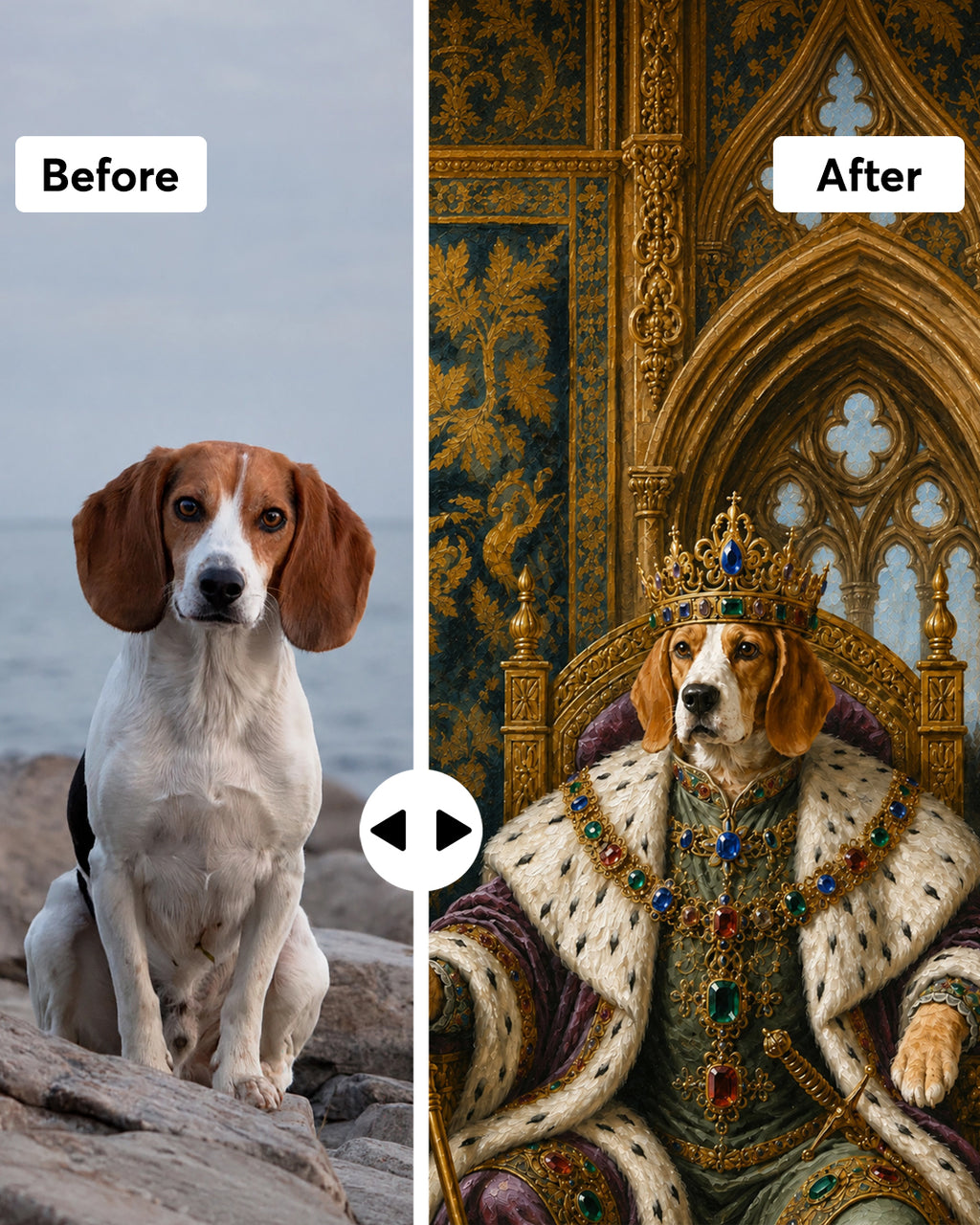 Customised Monarch Dog Portrait from Photo - Beautiful Tribute to a Beloved Pet