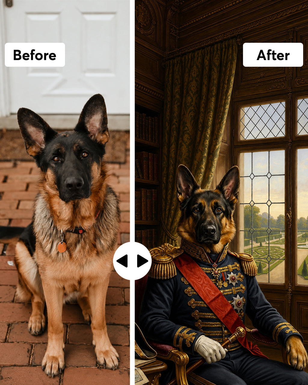 Customised Commander Dog Portrait from Photo - Wonderful Present for Any Occasion
