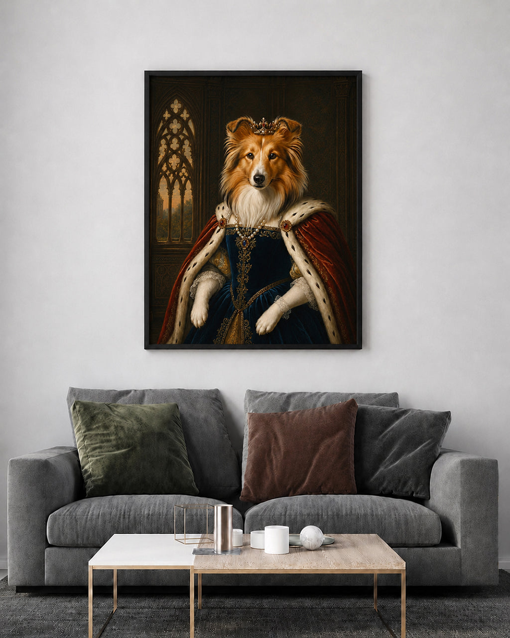 Customised Royal Dog Portrait from Photo - Charming Gift for Dog Lovers