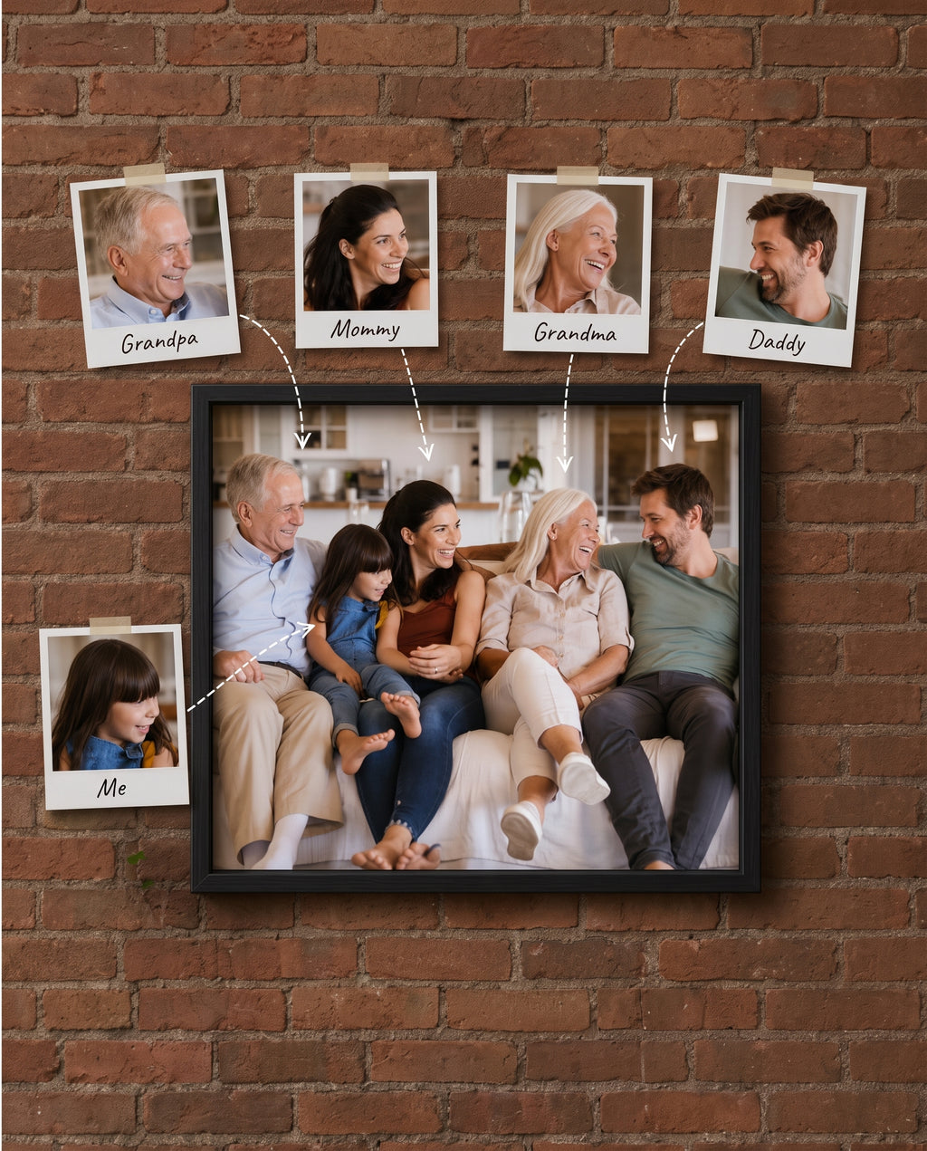 Custom Family Portrait from Multiple Photos | Personalized Canvas Print | Mother’s Day & Father’s Day Gift Idea | Combined Family Photo Art