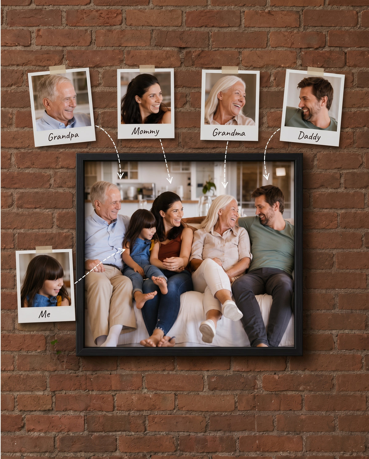 Custom Family Portrait from Multiple Photos | Personalized Canvas Print | Mother’s Day & Father’s Day Gift Idea | Combined Family Photo Art