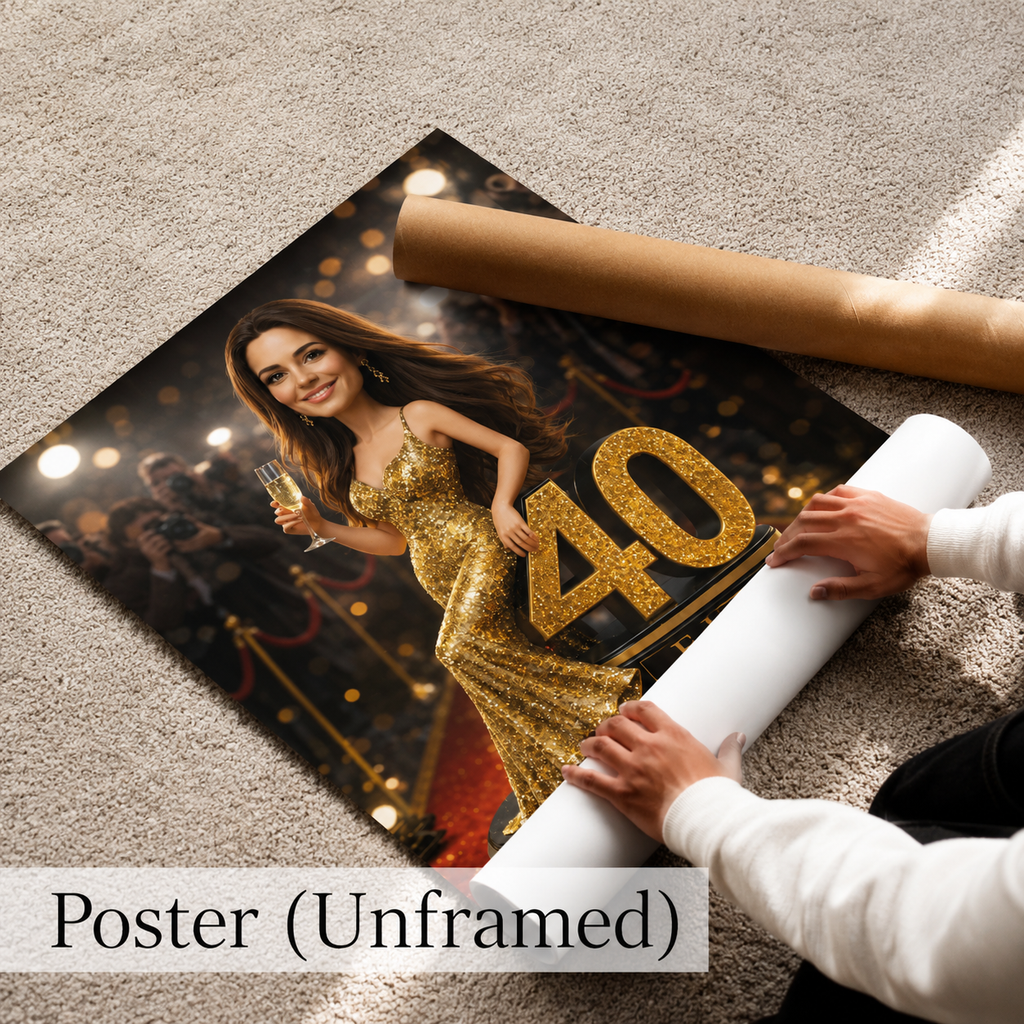 Custom portrait. A birthday gift for a woman. Red Carpet