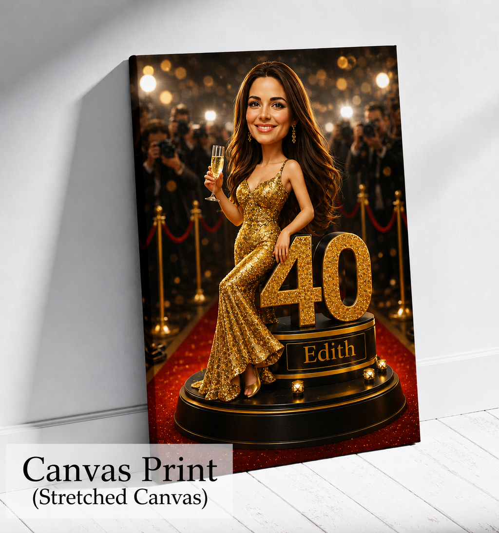Custom portrait. A birthday gift for a woman. Red Carpet