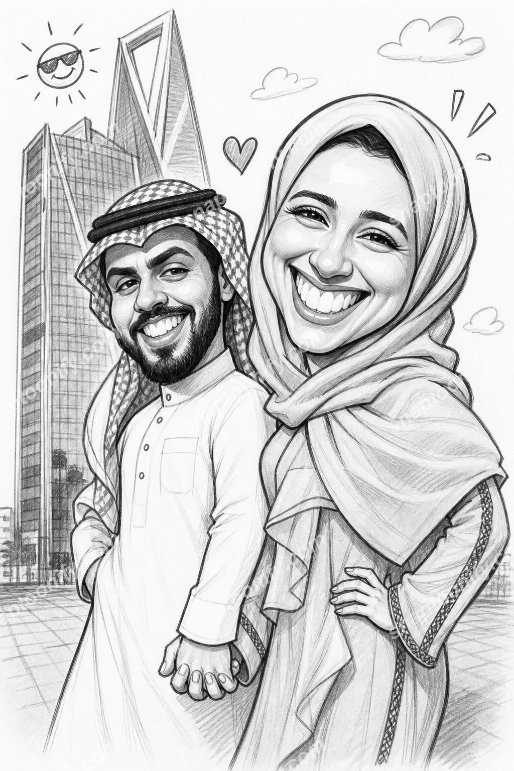 كاريكاتير مضحك للزوجين من صورة | طباعة قماشية مخصصة | بورتريه بأسلوب عتيق | هدية ذكرى سنوية