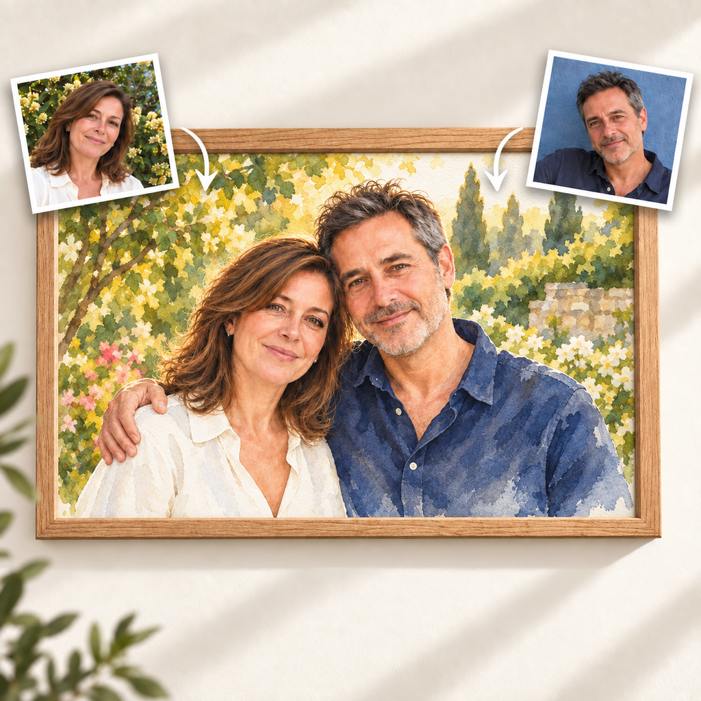 Custom Couple Painting – Combine Two Photos Into One