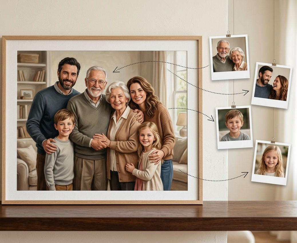 Grandparents & Grandchildren Portrait from Photos