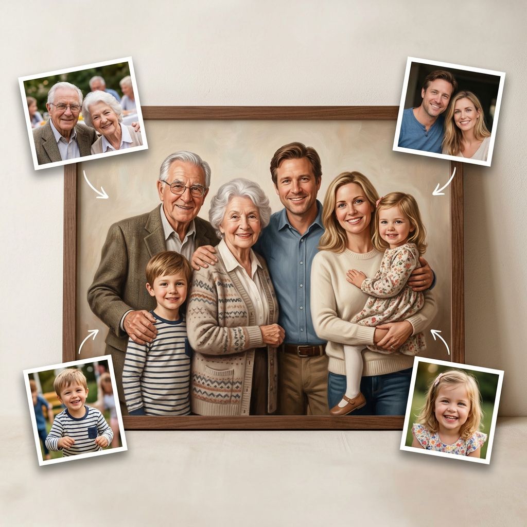 Grandparents & Grandchildren Portrait from Photos