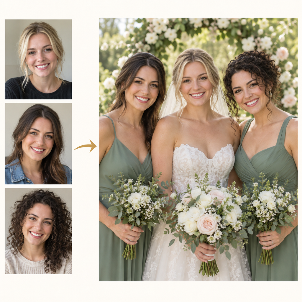 Bridesmaid Gift – Custom Bride & Bridesmaids Portrait from Photos