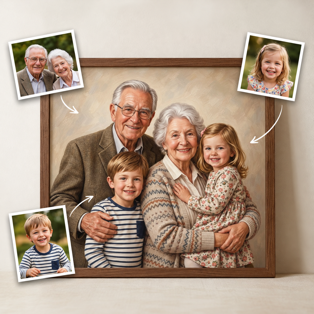 Grandparents & Grandchildren Portrait from Photos