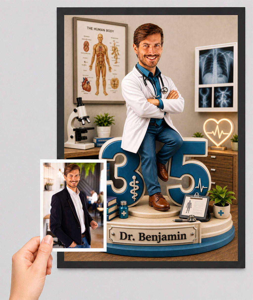 Doctor Caricature - Personalized Birthday Gift for Dad, Work Colleague, Husband