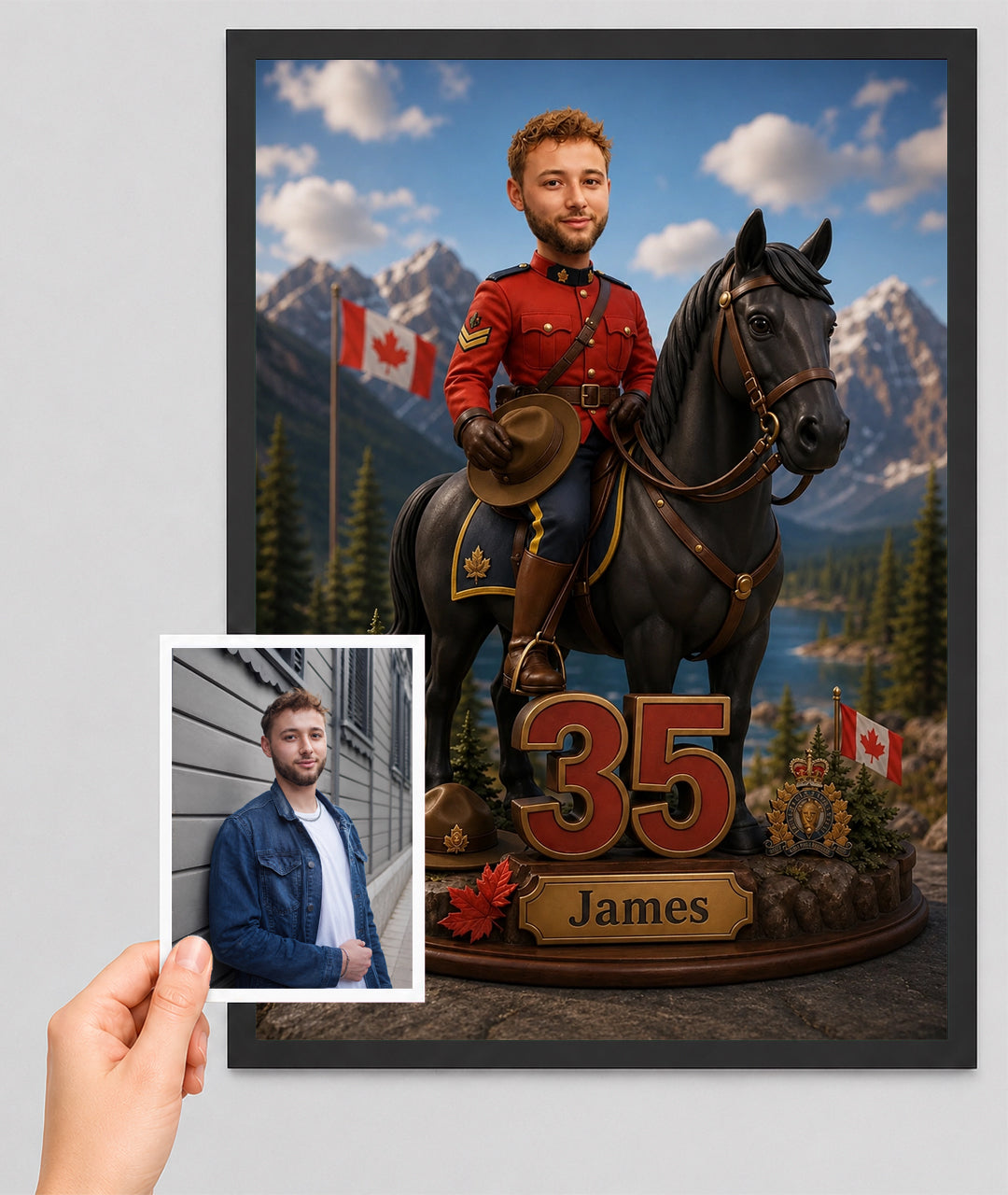 Canadian Police Officer Caricature from Photo - Personalized Gift for Him