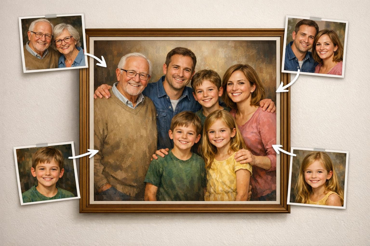 Grandparents & Grandchildren Portrait from Photos