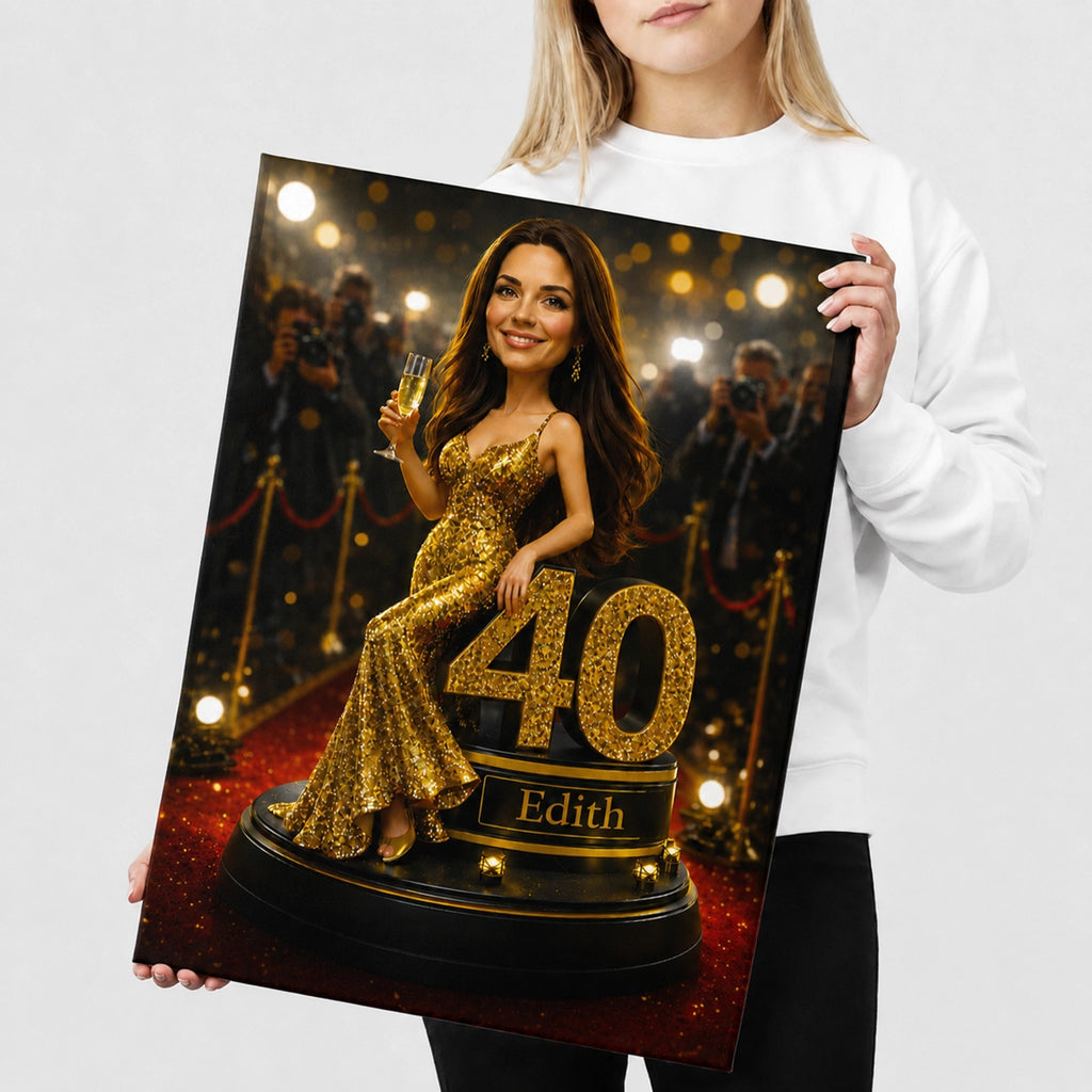 Custom portrait. A birthday gift for a woman. Red Carpet